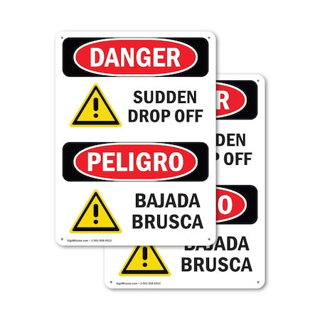 Signmission 18 in Height, 12 in Width, Plastic, Rectangle, Bilingual OS-2PACK-DS-P-1218-VS-1584